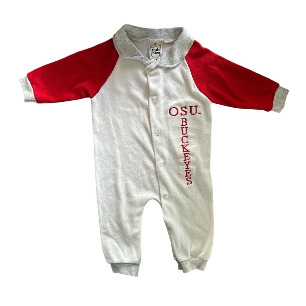 Vtg Little King 6 Months Ohio State University Snap Closure Baby PJ One Piece